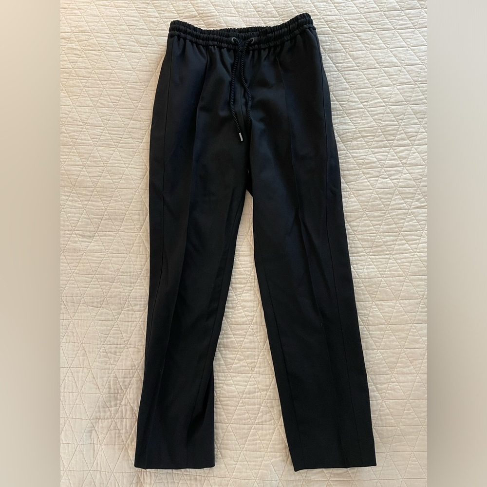Y’s Yohji Yamamoto Elastic Drawstring Wool Gaberdine Pant in Black Size 2 $795